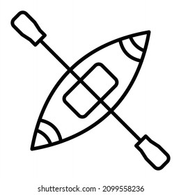 Kayak Vector Outline Icon Isolated On White Background
