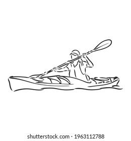 kayak vector sketch on a white background