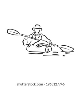 kayak vector sketch on a white background