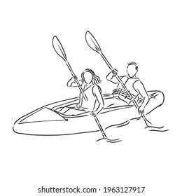 kayak vector sketch on a white background