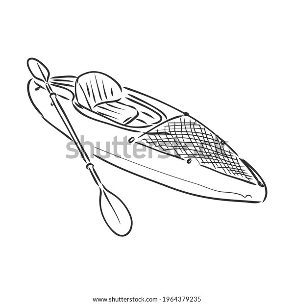 Kayak Vector Sketch On White Background Stock Vector (Royalty Free ...