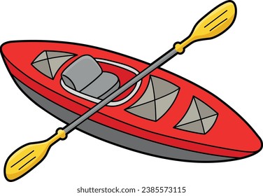 Kayak Vehicle Cartoon Colored Clipart Illustration