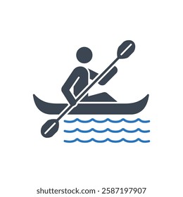 Kayaker Water Sport Icon On White Background