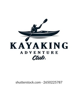 kayaking adventure silhouette logo design vector template illustration