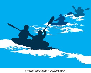 Kayaking Adventure Teams on illustration graphic vector