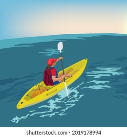 Kayaking Adventure Trip on illustration graphic vector