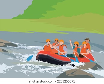 Kayaking Adventure Trip on illustration graphic vector