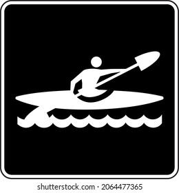 kayaking area sign vector with black color