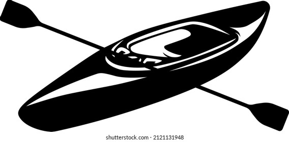 Kayaking  with black color vector