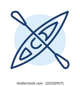 Kayaking black line icon. Water activity.
