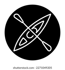 Kayaking black line icon. Water activity. Pictogram for web page.