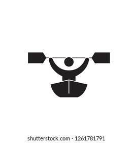 Kayaking black vector concept icon. Kayaking flat illustration, sign