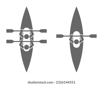 kayaking boat with one and two sportsmen person sport icon