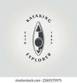 diseño de logotipo de canotaje de kayak o canoa, icono de canoa de aventura ilustración vectorial diseño