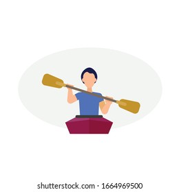 Kayaking character illustration. flat icon design element