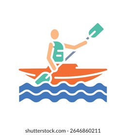ícone plano de cor de caiaque para projetos digitais e de impressão.  Ícones mínimos de limpeza para aplicativos e sites. Ícones simples modernos para UI UX e branding