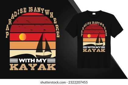 Kayaking graphics tshirt design Free Vector
