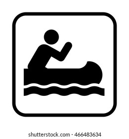 Kayaking icon. Flat vector illustration isolated on white background.