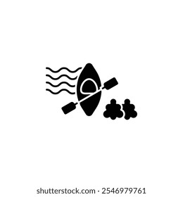 Icono de kayak o diseño de logotipo Ilustración vectorial de símbolo de signo aislado - icono de Vector de estilo de línea de alta calidad adecuado para diseñadores, desarrolladores web, pantallas y Sitios web