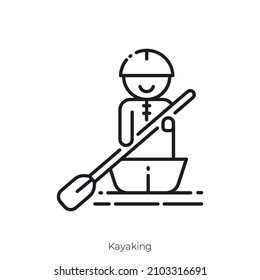 Kayaking icon. Outline style icon design isolated on white background