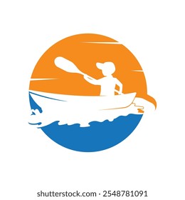 Diseño de símbolo de Ilustración vectorial de ícono de kayak