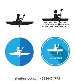 kayaking icon vector template illustration logo design