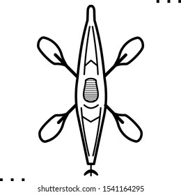 kayaking line art icon.  Black  aesthetic contour.