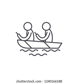 Kayaking line icon concept. Kayaking vector linear illustration, symbol, sign