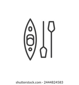 Kayaking line icon. linear style sign for mobile concept and web design. Kayak with paddle outline vector icon. Symbol, logo illustration. Vector graphics