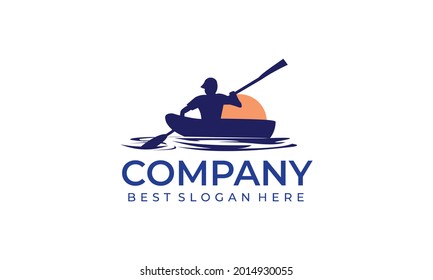 Kayaking Logo illustration blue color