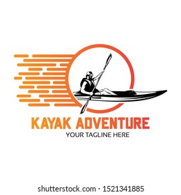 kayaking logo illustration design vector