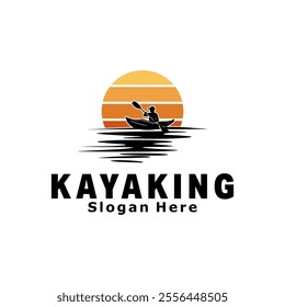 kayaking logo illustration design vector