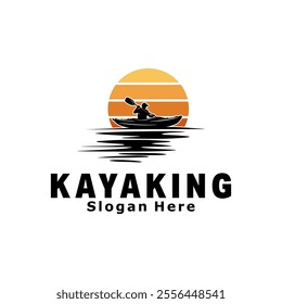 kayaking logo illustration design vector