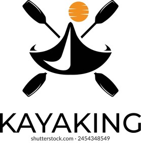 kayaking logo, kayak sport logo vector, Kayak boat paddle pedal logo