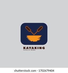 Kayaking logo template design, adventure sport logo