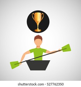 kayaking male trophy sport vector illustration eps 10