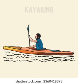 Ilustración gráfica de vectores de Kayaking Man
