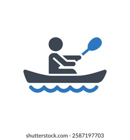 Kayaking Outdoor Fun Icon On White Background