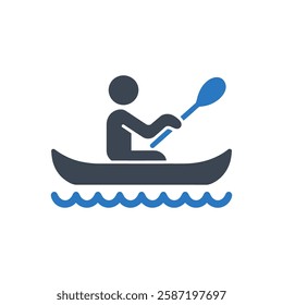 Kayaking Person Activity Icon On White Background