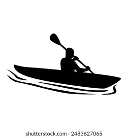 kayaking silhouette design. water sport sign and symbol.