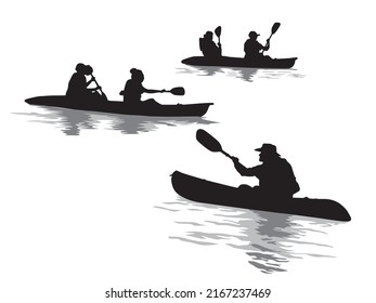 Kayaking Silhouette in illustration graphic vector