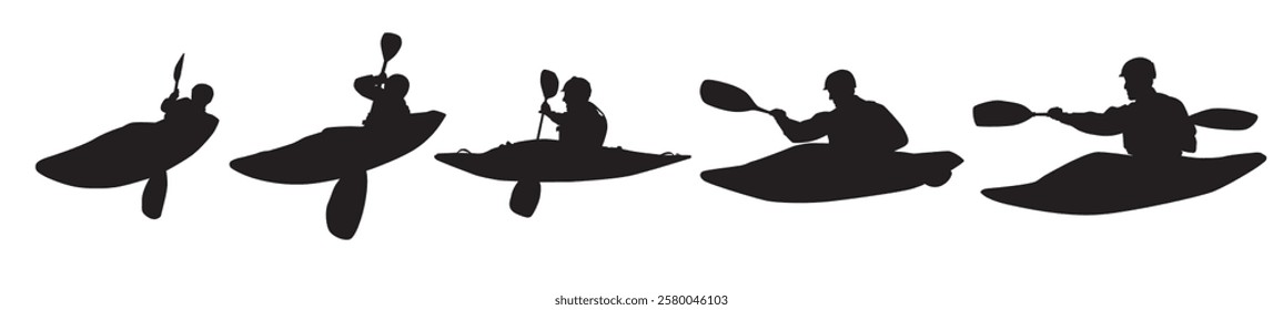 kayaking silhouette in illustration graphic vector