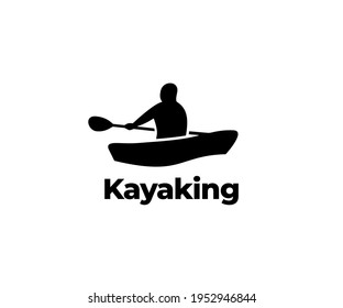 Kayaking silhouette logo icon vector illustration