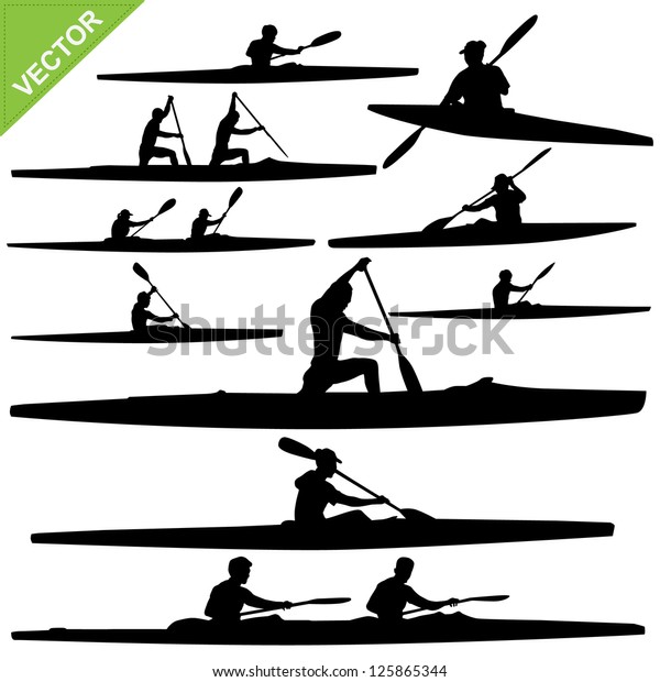 Kayaking Silhouettes Vector Stock Vector (Royalty Free) 125865344 ...