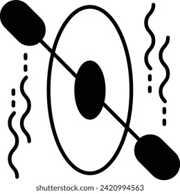 kayaking solid glyph vector illustration