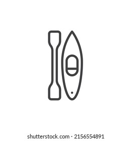 Kayaking sport line icon. linear style sign for mobile concept and web design. Kayak and paddle outline vector icon. Symbol, logo illustration. Vector graphics