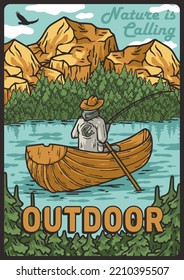 Kayaking sport print. Rafting on kayak on the river among the mountains
