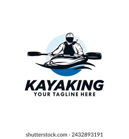 kayaking sport silhouette logo design