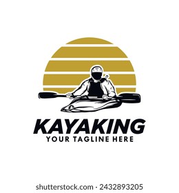kayaking sport silhouette logo design