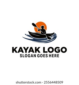 kayaking sport silhouette logo design